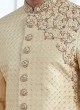 Exquisite Dark Beige Art Silk Sherwani Set